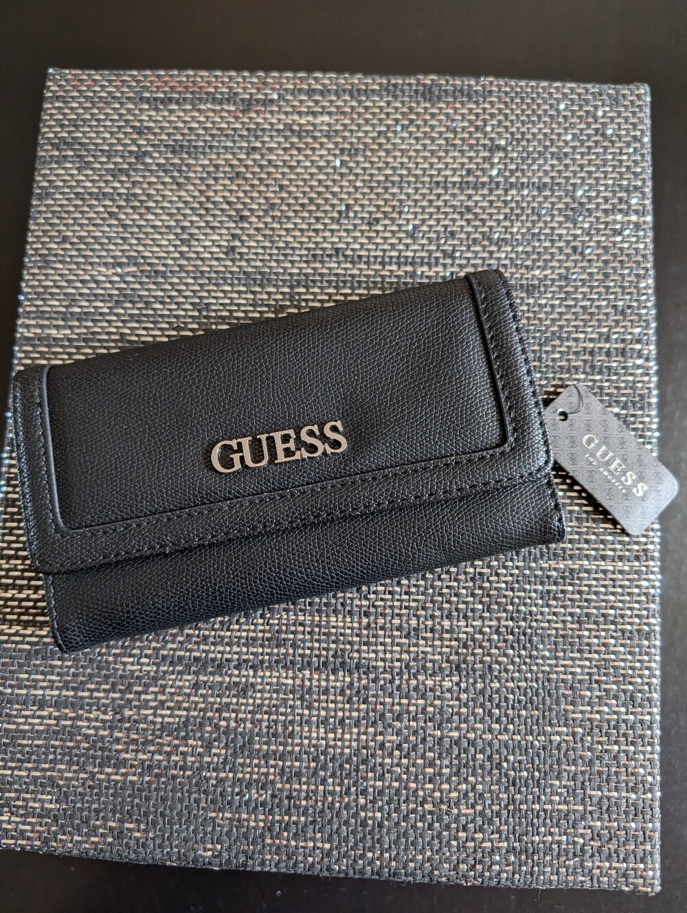 GUESS Black Trifold Wallet for Women